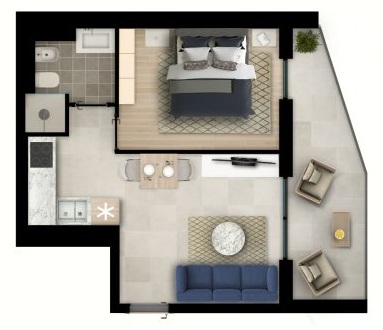 1-sobni apartman - I Umag Tlocrt 1-sobnog apartmana I u Residence Moela