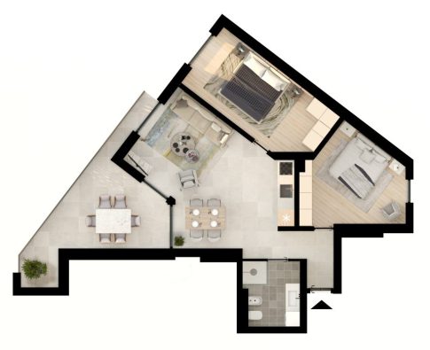 2-sobni apartman G u Umagu Tlocrt 2-sobnog apartmana G u Residence Moela